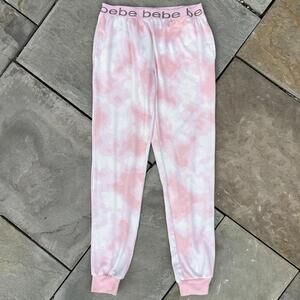 Bebe Pink + White Tie-Dye Loungewear Sweatpants